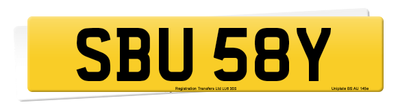 Registration number SBU 58Y